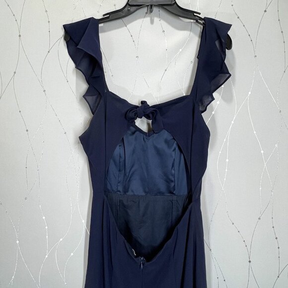 BHLDN Anthropologie Diana Navy Ruffle Maxi Gown $200 - Picture 10 of 12